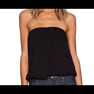 Alice and Olivia L Carmela Top Black Pleated Silk